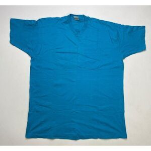 VINTAGE Trend Basics Blank T-shirt Men 3XL Blue 90s Single Stitch